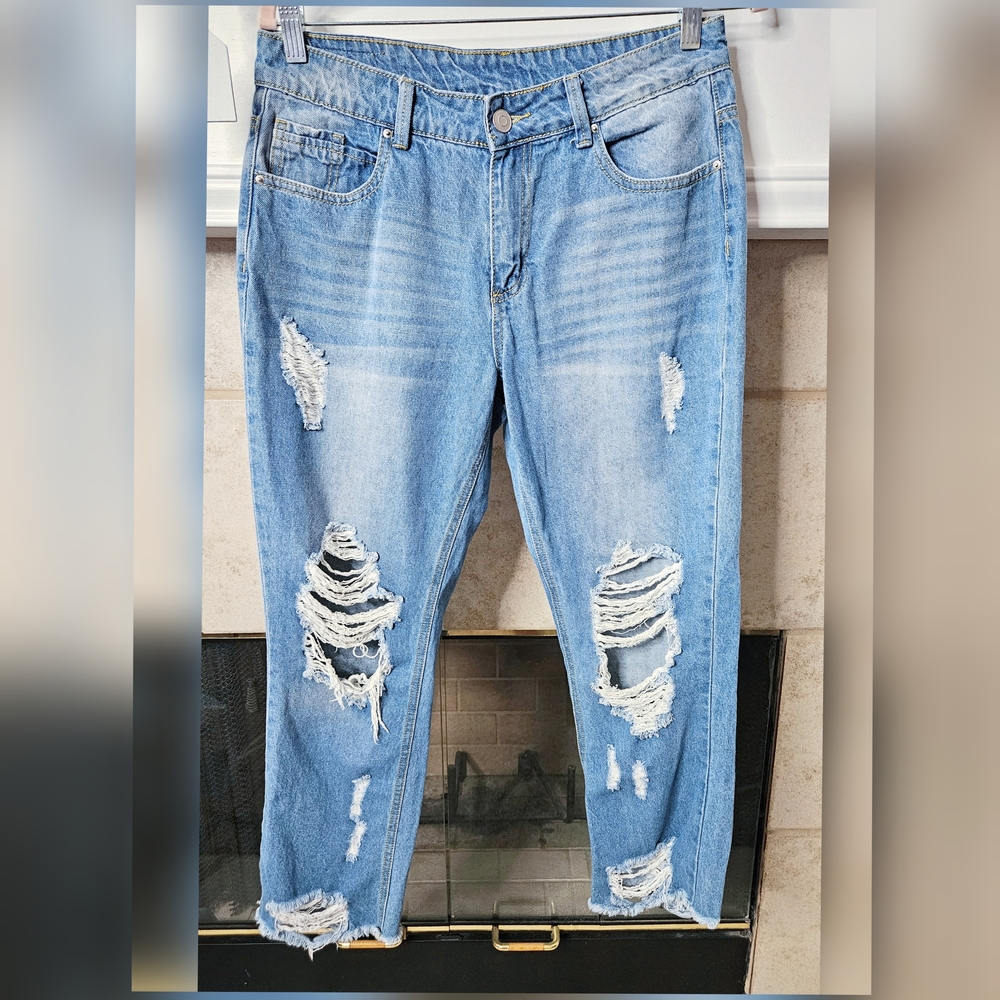 Rue21 Light Blue Distressed Boyfriend Jeans 10